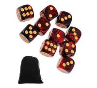 JUKOTA 10 PCS Dés,16mm D6 Dé en Acrylique,Dés Rouge-Noir avec Sac en Tissu,pour Jeux de société,Rôle,Table,Cours de Mathématiques