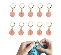 JUKOTA 10 Pcs marqueur de Maille Numéro 0~9 Marqueurs Mailles Verrouillage en Alliage Émaillé anneaux marqueurs pour tricot pour Tricot Tissage Accessoires Couture Quilting Fabrication Bijoux rose