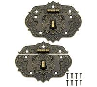 JUKOTA 2 pcs Loquet Serrure Vintage Antique Moraillon Fermoirs en Fer Bronze Antique Verrous pour Décoratifs Cabinet Armoire Boîte à Bijoux Boîte Cadeau Caisses Coulissantes avec vis