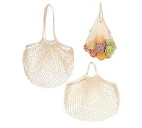 JUKOTA 2 Pièces Filet Provision en Maille, Sacs de Courses Réutilisables en Maille de Coton, Cabas en Coton Tissé Portables et Lavables avec Longue Poignée pour Fruits et Légumes, Sac à Provisions