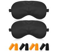 JUKOTA 2Pcs Masque de Nuit Ultra-Douce et 4 paires de bouchons d'oreilles, Cache Yeux pour Dormir en Soie, Masque de Sommeil Voyage avec Sangle Élastique Réglable, Masque Yeux pour Homme/Femme