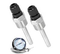 JUKOTA 2pcs sonde de temperature 1/2 pouce - puits thermométrique acier inoxydable immersion de 30mm 50mm 100mm 200mm 300mm 400mm 500mm - Immersion well thermowell thermopocket pour thermocouple