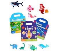 JUKOTA 3 livres d'autocollants pour les tout-petits, livres d'autocollants réutilisables, activités dans l'avion, jouets de voyage, cadeau d'anniversaire ou de Noël pour les enfants