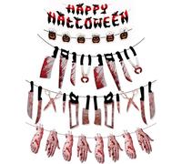 JUKOTA 5 pièces Bannières D'armes Sanglantes Sanglants de DéCoration de Bannière D'Halloween Décoration Halloween Sanglante D'Ensemble D'Horreur pour Halloween Thème Fête Décoration