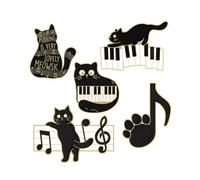 JUKOTA 5PCS Broche Pin en Métal en Émail, Chat Émail Broches Amusants, Epingle à Badge Fantaisie en Métal Alphabet du Chat Noir, pour Vêtements Sacs Vestes Accessoire DIY Artisanat