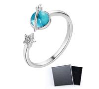 JUKOTA Bague Anti Stress Femme en Argent Sterling Bague Pierre de Lune, Ouvert Anxiété Bague Réglable Étoile Lune Spinner Bague Fidget Bague pour Anxiety Bague pour Anti Stress, Cadeaux pour femmes
