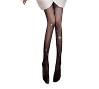 JUKOTA Collants en maille avec gousset en coton, pour femme, bas résille à strass ultra brillants pour femme, collants sexy pour fête, concert