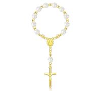 JUKOTA Décoration Rétroviseur,Porte-Bonheur Christianisme pour Voiture,Collier Pendentif Auto,Pendentif Rétroviseur de Voiture,Bracelet Croix en Perles,Chapelet de Prières pour Voiture