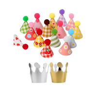 JUKOTA Ensemble de 17 chapeaux de fête, chapeaux d'anniversaire à pompons, chapeaux d'anniversaire pour enfants, chapeaux de fête en forme de cône, taille unique