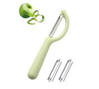 JUKOTA Éplucheur Universel, Éplucheur pivotant en Acier Inoxydable, Couteau Cuisine avec Lame Tranchante pour Légumes Fruits,Livré avec deux lames de rechange(vert)