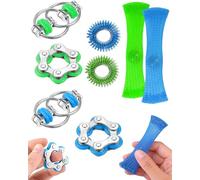 JUKOTA Fidget Toy Anti Stress Jouet, Jeu De Chaîne Flippy, Six Chaînes À Rouleaux, Bague de Massage des Doigts, Soulage Le Stress Réducteur, Parfait pour Anxiété, ADD, TDAH (8PCS)