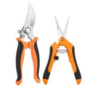 JUKOTA Jeu de Sécateur Jardin 2 Pièces,Ciseaux Antidérapants avec Poignée Verrouillable,Cisailles Jardin Multifonctions pour Cueillette Taille,Peut Couper Plante Jardins,Fleurs,Branches(Orange)