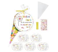 JUKOTA Lot de 10 étiquettes cadeaux d'adieu pour la maternelle, l'éducatrice, les étiquettes cadeaux avec sacs coniques et autocollants, emballage cadeau pour cadeau d'adieu pour les éducateurs, etc