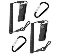 JUKOTA Lot de 2 dragonne élastique avec Mousqueton Noir- Paracorde Spirale résistant-Accessoire de sécurité pour téléphone, clé, Lampe de Poche-Attache sécurisée pour équipements Tactiques et Sacs