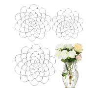 JUKOTA Lot de 3 Supports de Tige pour Sauve-fleurs, Support d'arrangement Floral Inoxydable, Réutilisable Grille Florale pour Vase, pour Arrangement Vase Fixation De Pla-nte Fleurie (argenté)