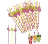 JUKOTA Lot de 30 pailles en papier 3D en forme de fruits, pailles à cocktail, pailles en papier colorées pour boissons, pour bar, fête, anniversaire, mariage, boissons froides, jus