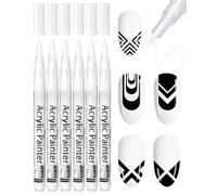 JUKOTA Lot de 6 stylos à ongles 3D - Stylo de nail art français - Blanc - Stylo à ongles Pointe des ongles Stylo DIY Ligne d'art des ongles Graffiti Décoration de beauté Outils de manucure (blancs)