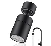 JUKOTA Noir Aérateur de Robinet 360° Pivotant - 2 Modes Économie d'Eau - Compatible M22/M24 - Pour Cuisine/Salle de Bain (Mousseur + Buse)