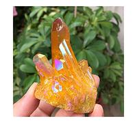 JUKUCKV Aura Crystal Cluster Angel Aura Titanium Quartz Crystal Superbe spécimen arc-en-ciel Minéraux Reiki Soutien spirituel (couleur : Giallo, taille : 160-180 g)