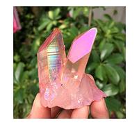 JUKUCKV Aura Crystal Cluster Angel Aura Titanium Quartz Crystal Superbe spécimen arc-en-ciel Minéraux Reiki Soutien spirituel (couleur : rose, taille : 160-180 g)