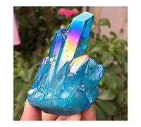 JUKUCKV Aura Crystal Cluster Angel Aura Titanium Quartz Crystal Superbe spécimen arc-en-ciel Minéraux Reiki Soutien spirituel (couleur : bleu, taille : 200-250 g)