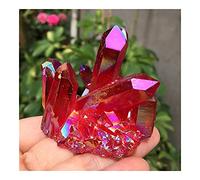 JUKUCKV Aura Crystal Cluster Angel Aura Titanium Quartz Crystal Superbe spécimen arc-en-ciel Minéraux Reiki Soutien spirituel (couleur : Rosso, taille : 200-250 g)