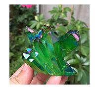 JUKUCKV Aura Crystal Cluster Angel Aura Titanium Quartz Crystal Superbe spécimen arc-en-ciel Minéraux Reiki Soutien spirituel (couleur : vert, taille : 200-250 g)