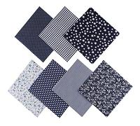 Jukway 7 Pièces Tissu en Coton 50 x 50 cm Patchwork en Tissu Carrés Fabric Bundle Mixtes Imprimé Textile Couture Bricolage Matelassage Artisanat Quilting Scrapbooking Artcraft (Bleu Marine)