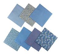 Jukway 7 Pièces Tissu en Coton 50 x 50 cm Patchwork en Tissu Carrés Fabric Bundle Mixtes Imprimé Textile Couture Bricolage Matelassage Artisanat Quilting Scrapbooking Artcraft (Bleu)