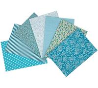 Jukway 7 Pièces Tissu en Coton 50 x 50 cm Patchwork en Tissu Carrés Fabric Bundle Mixtes Imprimé Textile Couture Bricolage Matelassage Artisanat Quilting Scrapbooking Artcraft (Bleu Menthe)