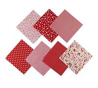 Jukway 7 Pièces Tissu en Coton 50 x 50 cm Patchwork en Tissu Carrés Fabric Bundle Mixtes Imprimé Textile Couture Bricolage Matelassage Artisanat Quilting Scrapbooking Artcraft (Rouge)