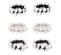 Juland Pearl Hair Tie - Lot de 3 élastiques à cheveux en zircone et perles de qualité supérieure - Pour femme - Antidérapants - Beige, noir, marron