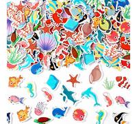 JULBEAR 300 Pièces de Stickers Océan, Autocollants en Mousse de Poissons de Mer en Gros Auto-adhésifs Créatures Tropicales, Tortues de Mer pour Arts Créatifs, Décorations de Fête Thème Océan