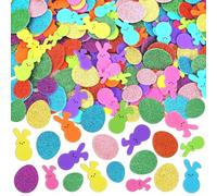 JULBEAR Lot de 200 autocollants en mousse de Pâques colorés - Autocollants en forme d'œuf et de lapin de Pâques en vrac - Pour les arts, l'artisanat, les cartes de vœux, la décoration de la maison et