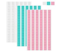 JULBEAR Lot de 288 mastic adhésif amovible, mastic de montage réutilisable, sûr au mur, pour accrocher des photos et photographies d'art de musée (blanc, bleu, rose)