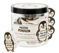 JULEASEL Bocal stimulant émotionnel de pingouin positif - 60 cartes réconfortantes et de soutien pour la motivation quotidienne, le confort et les soins personnels, cadeaux pour les amis, la meilleure