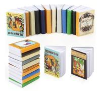 JULEASEL Lot de 24 mini livres miniatures à l'échelle 1:12, livres de maison de poupée, petits livres pour accessoires de maison de poupée, mini décoration d'étagère vintage, collectionneurs de