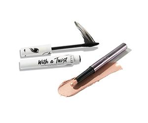 Julep Fard à paupières 101 Crème à poudre imperméable Champagne Shimmer et avec un mascara volumisant et allongeant les cils avec bambou