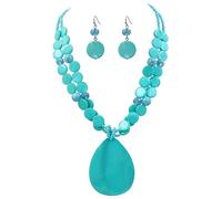 Jules D. Grand collier avec pendentif en forme de goutte d'eau pour femme - Collier de perles colorées pour les vacances., Large, Coquillage et perles, Pas de gemme