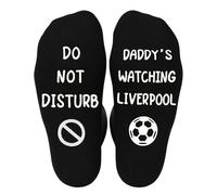 JULI Daddy's Watching Liverpool Chaussettes amusantes Do Not Disturb pour homme, cadeau personnalisé pour papa, mari, fan de football, chaussettes fantaisie pour anniversaire, Noël, fête des pères