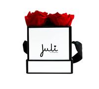 Juli Flowers Petite boîte à Roses carrée avec Roses Infinity | Fabriquée à la Main en Allemagne en Blanc XS (Rouge foncé)