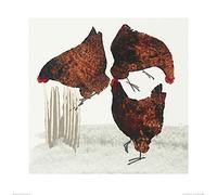Julia Burns (Three Hens 60 x 60 cm Toile Imprimée