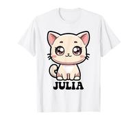 Julia Motif chat mignon pour fille Nom Julia T-Shirt