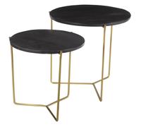Julia-set de 2 tables basses bois noir et laiton