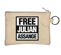 Julian Assange Porte-clés avec logo noir et blanc Beige
