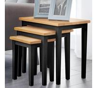 Julian Bowen Cleo Lot de 3 Tables gigognes en chêne pour Salon, Table d'appoint empilable pour Petits espaces, 46 x 48 x 33 cm, Noir et Effet chêne