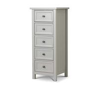 Julian Bowen Maine Commode haute à 5 tiroirs, gris tourterelle