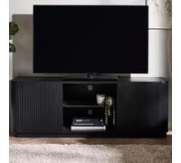 Julian Bowen Meuble TV Louis Black Fluted, Bois de frêne, 140 x 40 cm