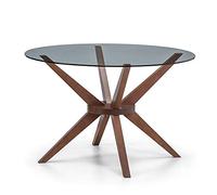 Julian Bowen Petite Table à Manger Chelsea, Noyer/Verre, 120 cm
