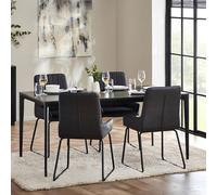 Julian Bowen Table à Manger rectangulaire avec Plateau en Pierre Miami - Gris Ardoise, 76 x 120 x 80